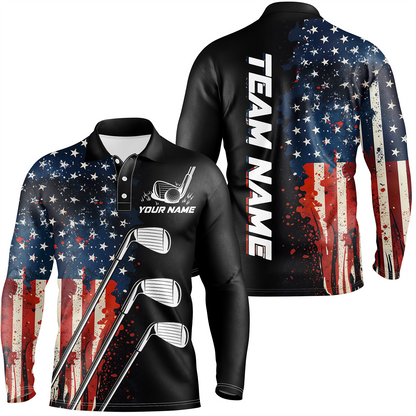 Custom US Golf Polo Shirt American Flag Golf Shirts For Men Women Golf Polo Shirt MMG10