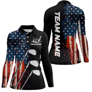 Custom US Golf Polo Shirt American Flag Golf Shirts For Men Women Golf Polo Shirt MMG10