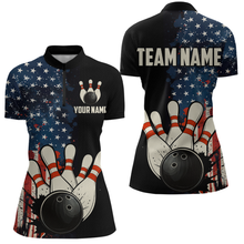 Load image into Gallery viewer, American Flag Bowling Shirt for Men Women Custom Patriotic Bowling Shirt Bowling Apparel MBL02