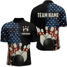 Load image into Gallery viewer, American Flag Bowling Shirt for Men Women Custom Patriotic Bowling Shirt Bowling Apparel MBL02