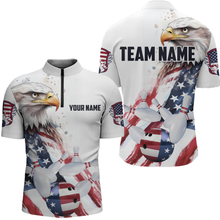Load image into Gallery viewer, Patriotic Eagle Bowling Shirts Custom Bowling Polo Shirt Men Women American Flag Bowling MBL11