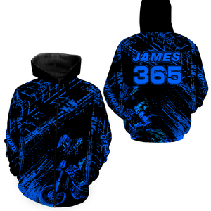 Blue Motocross Hoodie Jersey Custom for Men Women Motorcycle Dirt Bike Hoodie Zip MH146