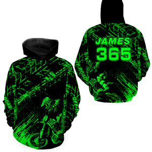 Green Motocross Hoodie Jersey Custom for Men Women Motorcycle Dirt Bike Hoodie Zip MH146