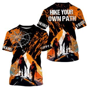 Hiking Shirt For Men Women Upf30+ Personalized Hiking Shirts Orange Short & Long Sleeved HM16