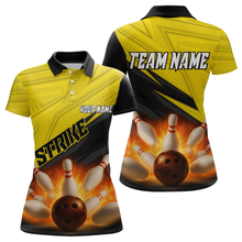 Load image into Gallery viewer, Custom Flaming Yellow Bowling Shirts for Women Men Team Bowling Polo &amp; Quarter Zip MBL99