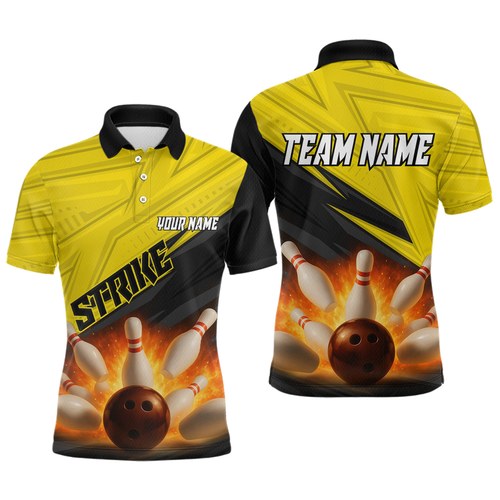 Custom Flaming Yellow Bowling Shirts for Women Men Team Bowling Polo & Quarter Zip MBL99
