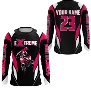 Motocross Racing Jersey Pink Off-road Riding Dirt Bike Shirt For Kid Men Women XM308