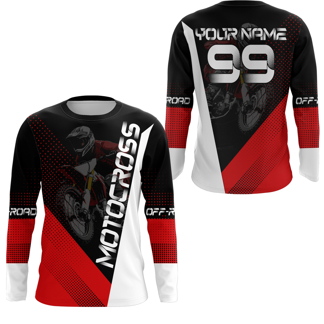 Motocross Racing Jersey Upf30+ Dirt Bike Shirt Red Motorcycle Off-Road Shirt XM287