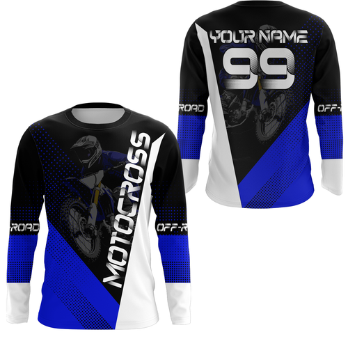 Motocross Racing Jersey Upf30+ Dirt Bike Shirt Blue Motorcycle Off-Road Shirt XM287