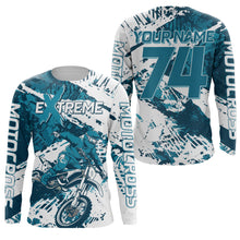 Load image into Gallery viewer, Blue Motocross Jersey UPF30+ Personalized Dirt Bike Youth Motocross Shirt Extreme Off-Road XM91