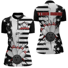 Load image into Gallery viewer, American Flag Bowling Shirt for Men Women Team Bowling Jersey Bowling Polo&amp;1/4 Zip MBL18