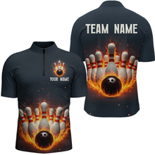 Load image into Gallery viewer, Custom Flaming Bowling Shirt for Men Women Fire Bowling Polo Shirts &amp; Quarter Zip MBL83