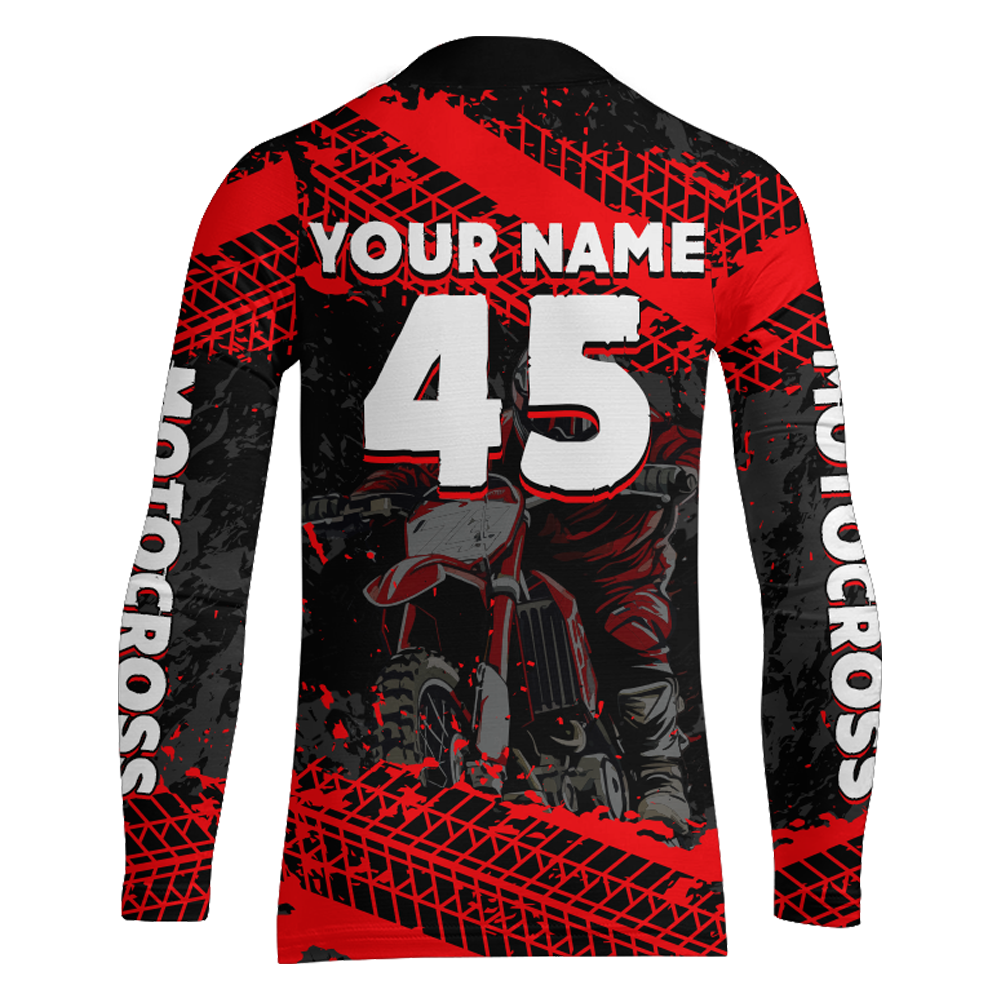Custom Dirt Bike Motocross Racing Jersey Youth Kid Men UPF30+ Off-Road Riding Shirt Red XM228