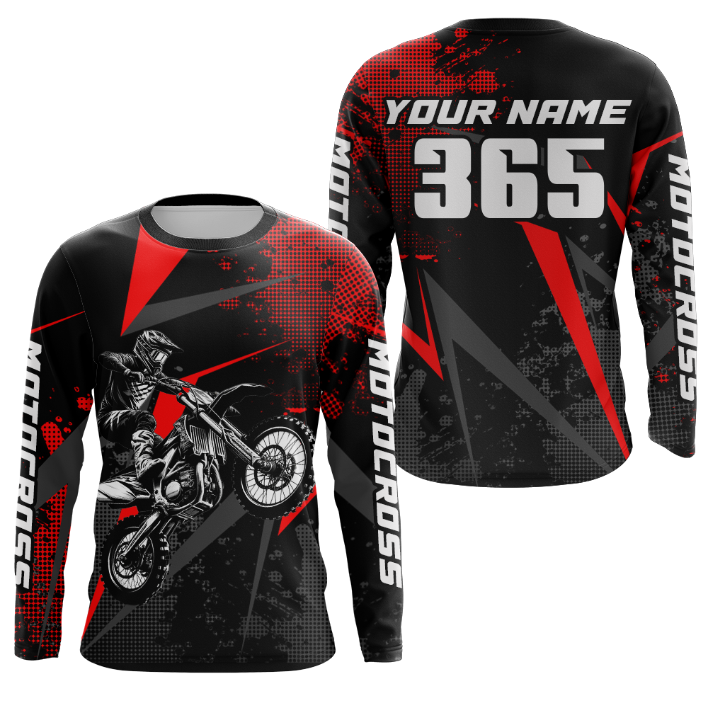 Motocross Jersey Men Kid Upf30+ Red Dirt Bike Racing Jersey MX Off-Road Shirt Motorcycle XM263