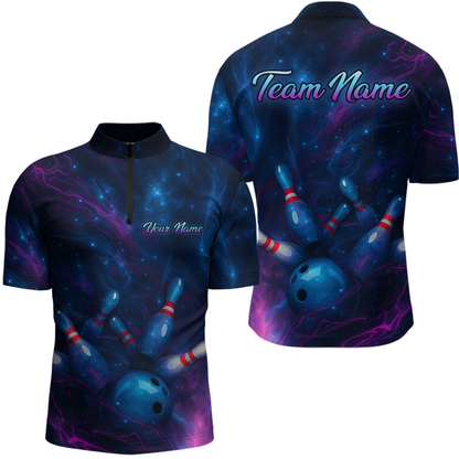 Watercolor Galaxy Bowling Shirts for Men Women Team Custom Bowling Polo & Quarter Zip MBL146