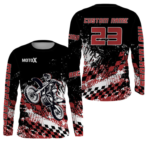 Motocross Racing Jersey Red MX UPF30+ Youth Dirt Bike Shirt Motox Motorcycle Off-Road Shirt XM110