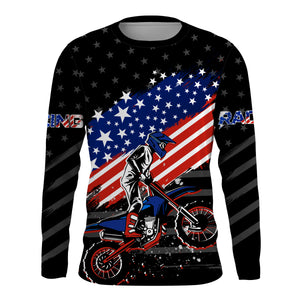 Motocross Jersey UPF30+ American Flag Dirt Bike Racing Shirt Youth Off-Road Jersey Kid Men XM114