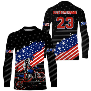 Motocross Jersey UPF30+ American Flag Dirt Bike Racing Shirt Youth Off-Road Jersey Kid Men XM114