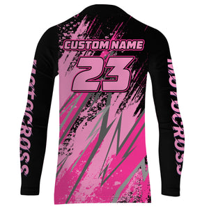 Pink Motocross Racing Jersey UPF30+ Youth Racing Dirt Bike Shirt Off-road Girl Women XM171