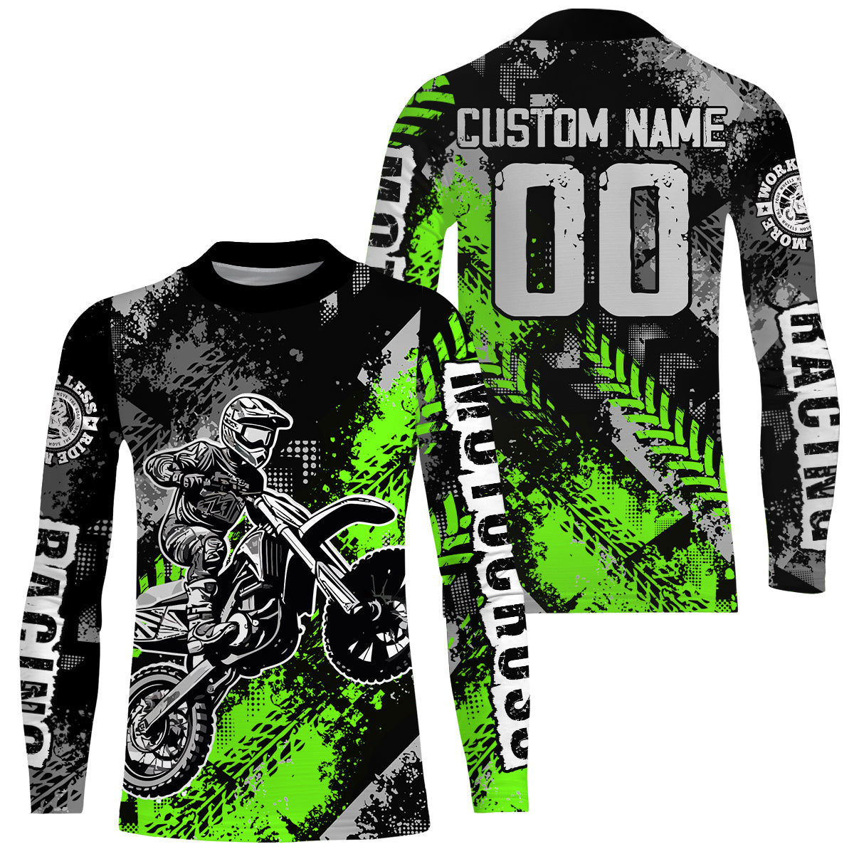 Motocross Racing Jersey Green Upf30+ Dirt Bike Shirt Men Kid Racing Motorcycle Jersey XM246