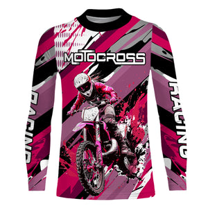 Pink Motocross Racing Jersey Women Kid Girl Upf30+ Dirt Bike Shirt Off-Road MX XM274