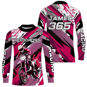 Pink Motocross Racing Jersey Women Kid Girl Upf30+ Dirt Bike Shirt Off-Road MX XM274