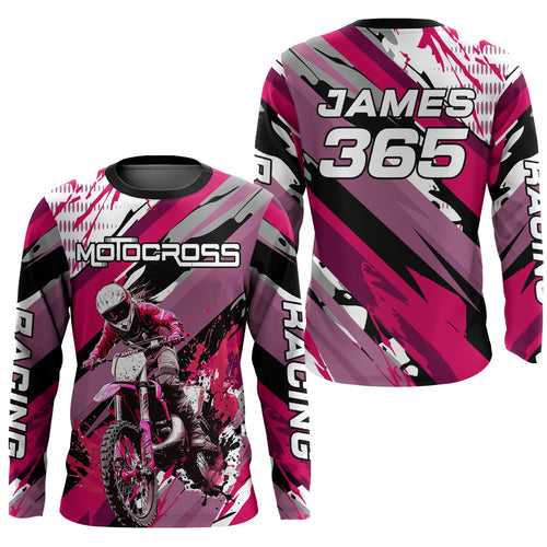 Pink Motocross Racing Jersey Women Kid Girl Upf30+ Dirt Bike Shirt Off-Road MX XM274