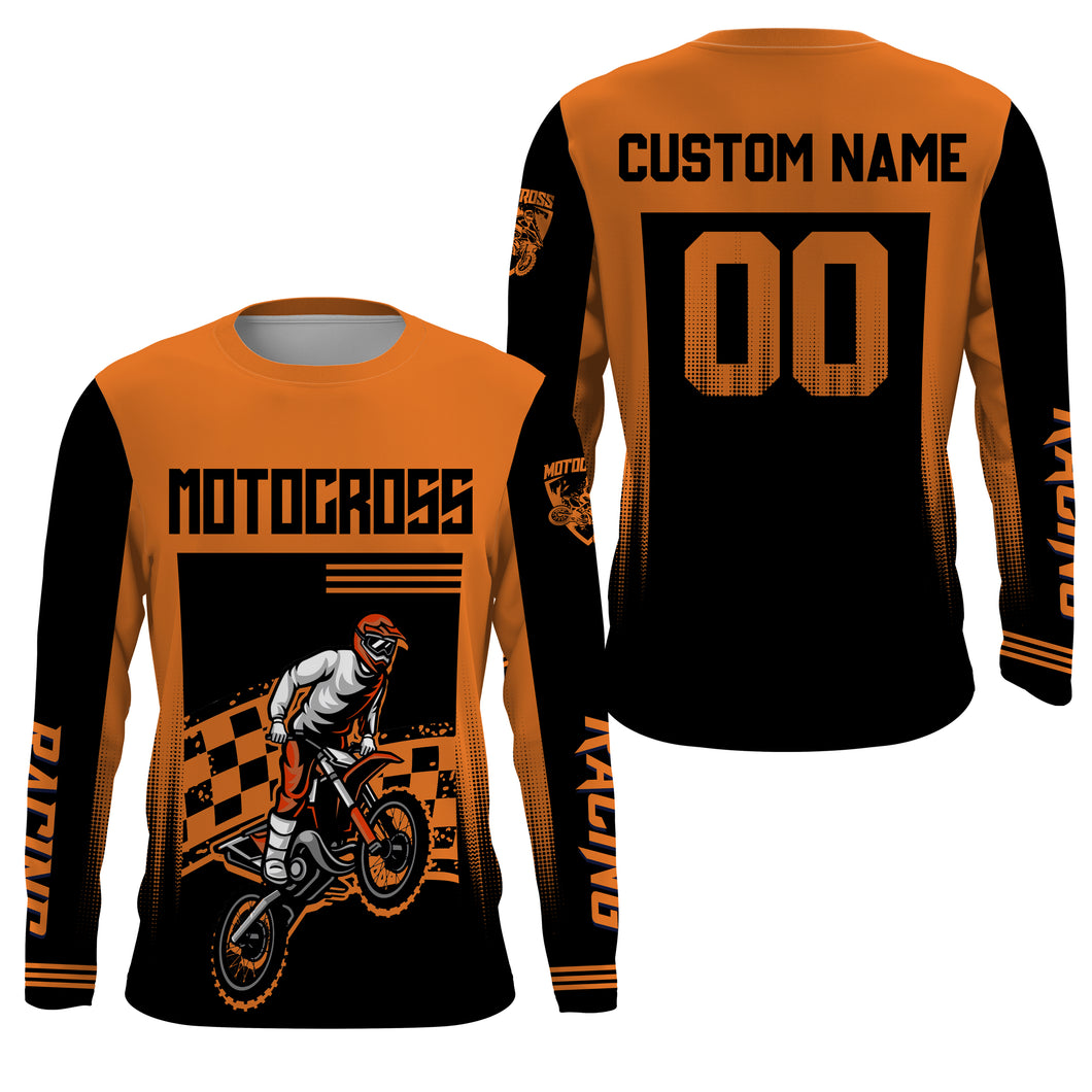 Motocross Jersey Orange UPF30+ Dirt Bike Racing Shirt Youth Men Women Kid Motorcycle XM50
