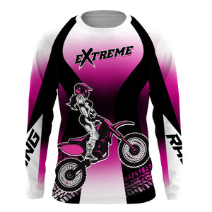 Pink Motocross Racing Jersey Upf30+ Dirt Bike Shirt Youth Women Kid Motorcycle Jersey XM179