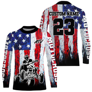 Custom ATV Racing Jersey Motocross American Flag Upf30+ ATV Quad Bike Shirt Men Kid MX45