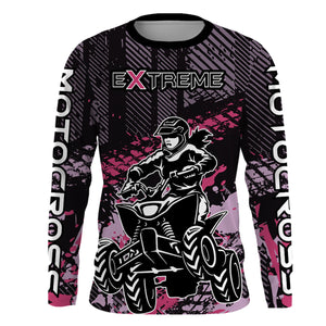 ATV Quad Bike Jersey ATV Racing Shirt Kid Girl Women Upf30+ ATV Quad Shirt Pink MX78