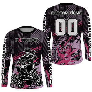 ATV Quad Bike Jersey ATV Racing Shirt Kid Girl Women Upf30+ ATV Quad Shirt Pink MX78