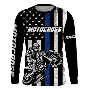 American Flag Motocross Jersey UPF30+ Youth Women Men Kid Dirt Bike Shirt Patriotic MX Racing Jersey XM77