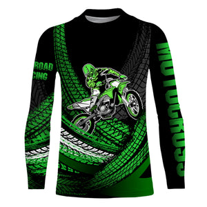 Dirt Bike Jersey Youth Men Kid UPF30+ Motocross Riding Shirt Green Motorcycle Jersey XM222