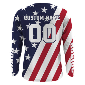 Patriotic Motocross Jersey UPF30+ American Flag Adult&Kid Custom Racing Motorcycle Shirt XM07