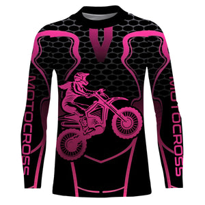 Pink Motocross Jersey Women Girl UPF30+ Youth Dirt Bike Racing Shirt Motorcycle Off-Road XM195