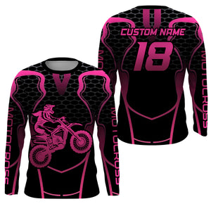 Pink Motocross Jersey Women Girl UPF30+ Youth Dirt Bike Racing Shirt Motorcycle Off-Road XM195