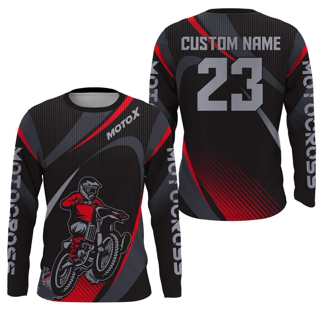 Motocross Racing Jersey UPF30+ Youth Men Women Kid Dirt Bike Shirt Red Motox Off-Road XM90