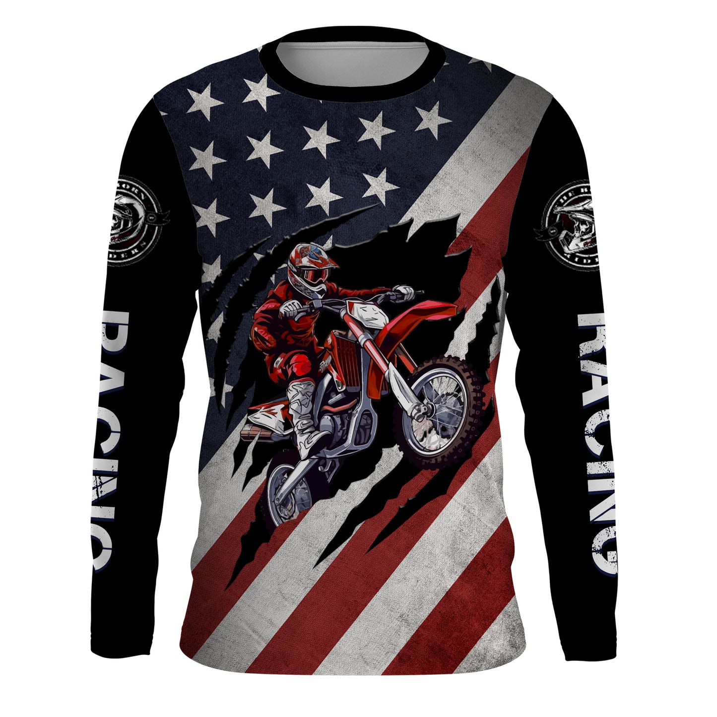 American Flag Motocross Jersey UPF30+ Patriotic Adult&Kid MX Racing Jersey Custom Motorcycle Shirt XM94