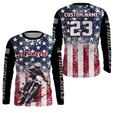 Load image into Gallery viewer, American Flag Motocross Jersey UPF30+ Youth Women Mens Kids Dirt Bike Shirt Patriotic Racing Jersey XM100