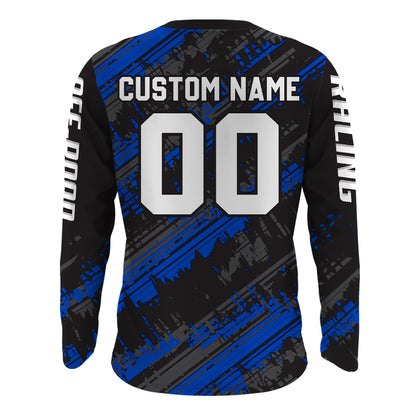 Kid Men Motocross Jersey Personalized Upf30+ Blue Dirt Bike Shirt MX Racing Jersey XM231