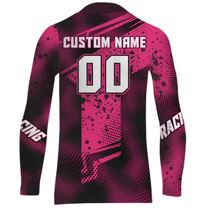 Pink Motocross Racing Jersey Youth UPF30+ Off-Road MX Racing Dirt Bike Shirt Biker Girl Women XM170