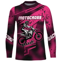 Load image into Gallery viewer, Pink Motocross Racing Jersey Youth UPF30+ Off-Road MX Racing Dirt Bike Shirt Biker Girl Women XM170