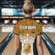 Load image into Gallery viewer, Orange Bowling Shirt for Women 3D Custom Name Bowling Jersey Shirts Team Polo &amp; Quarter-Zip HNT10