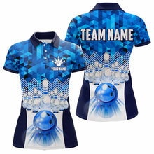 Load image into Gallery viewer, Blue Bowling Shirt for Women 3D Custom Name Bowling Jersey Shirts Team Polo &amp; Quarter-Zip HNT10
