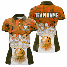 Load image into Gallery viewer, Orange Bowling Shirt for Women 3D Custom Name Bowling Jersey Shirts Team Polo &amp; Quarter-Zip HNT10