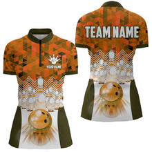 Load image into Gallery viewer, Orange Bowling Shirt for Women 3D Custom Name Bowling Jersey Shirts Team Polo &amp; Quarter-Zip HNT10