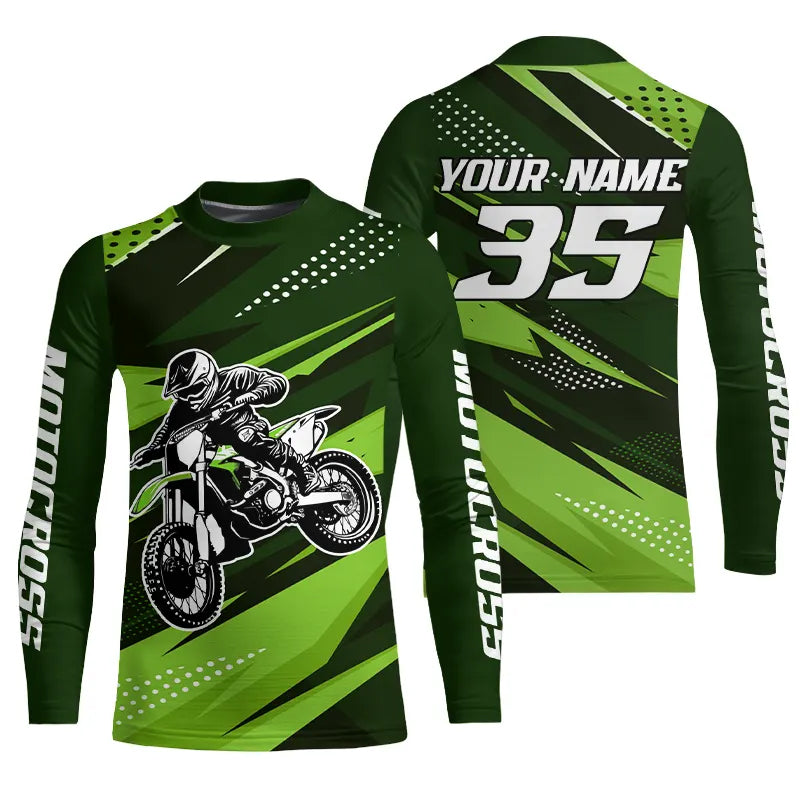 Green Motocross Racing Jersey Men Women Kid Upf30+ Dirt Bike Shirt Youth Racing Jersey DNT84