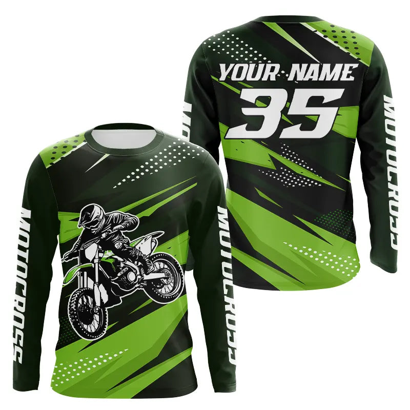 Green Motocross Racing Jersey Men Women Kid Upf30+ Dirt Bike Shirt Youth Racing Jersey DNT84