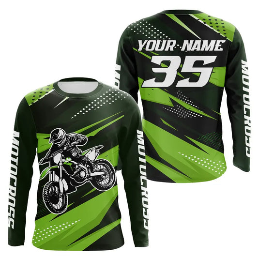 Green Motocross Racing Jersey Men Women Kid Upf30+ Dirt Bike Shirt Youth Racing Jersey DNT84